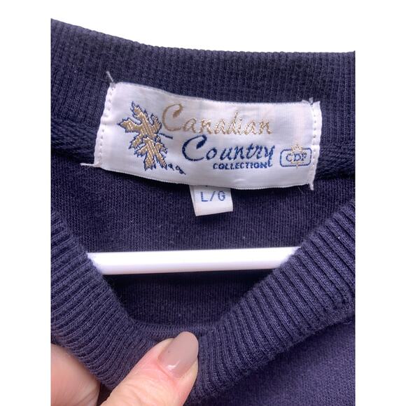 Canadian Country Embroidered Blue Crewneck Sweatshirt Size L - Picture 4 of 8